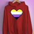 Nonbinary Pride 8-Bit Pixel Heart Hoodie - Red